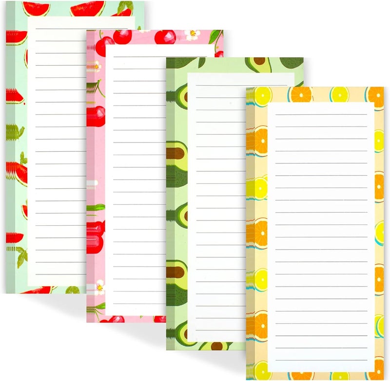 Joyberg 4 Pack Magnetic Notepads for Refrigerator, Grocery List Magnet Pad for Fridge, Fruit Design Magnetic Grocery List Pad for Fridge, Full Magnet Back Shopping Lists, 50 Sheets Per Note Pads - Image 1